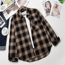 Plaid Shirts Women Top And Blouses Long Sleeve Oversized Cotton Ladies Casual Blusas One Pocket Loose Female Checked Shirt 2022
