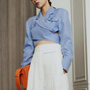 VGH Asymmetrical Slim Women's Blouses Lapel Collar Long Sleeve Casual Short Shirts Tops For Female Fashion Clothing 2022