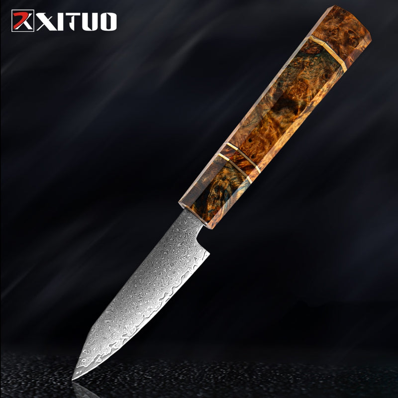 XITUO Chef's Nakiri cuchillo 67 capas japonés Damasco acero Damasco Chef cuchillo 8 pulgadas Damasco cuchillo de cocina madera solidificada HD