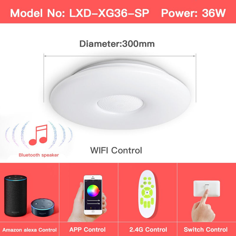 OFFDARKS Smart LED Ceiling Lights WIFI Voice Control APP Control RGB Dimming Bluetooth Speaker Ceiling Lamp Kitchen Living Room