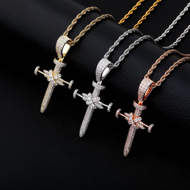 TOPGRILLZ Hip Hop Cross Pendant Necklace Micro Pave AAA+ Cubic Zirconia Pendant With Tennis Chain Punk Fashion Jewelry For Gift