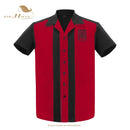 SISHION L-2XL  Men Shirt ST110 Short Sleeve Black Red Rockabilly Cotton Casual Bowling Shirts for Men camisa masculina