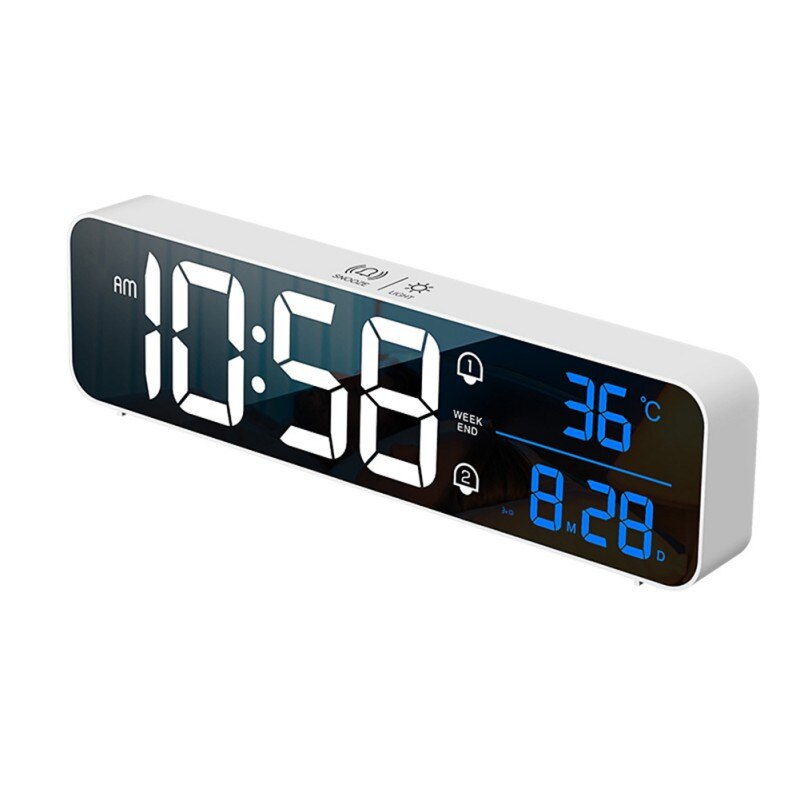 LED Digital Alarm Clocks With Snooze Digital Temp Time Music Dual Clock With USB Charger Large Digit Display Brightness Dimmer