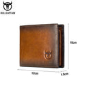 Billetera de cuero para hombre con bloqueo RFID BULLCAPTAIN, billetera delgada plegable, tarjetero multitarjeta, billetera de identificación QB 05