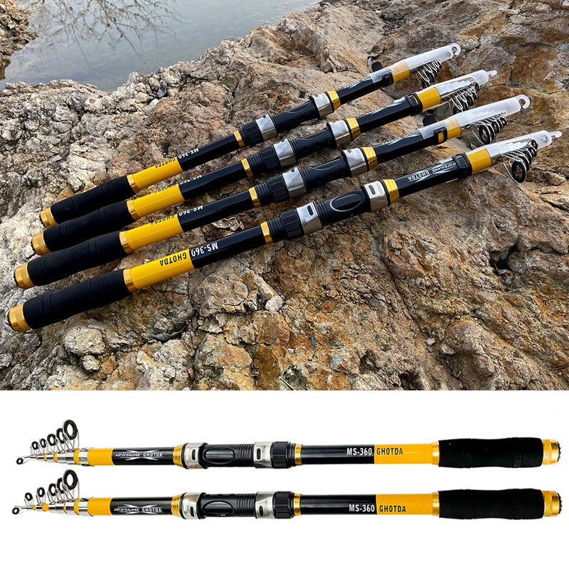 GHOTDA 2.1M -3.6M Carp Fishing Rod feeder Hard Carbon Fiber Telescopic Fishing Rod Fishing Pole