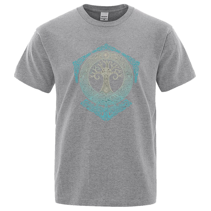 Yggdrasil T-Shirt Weltbaum Männer Tops Modemuster T-Shirt 2022 Sommer Marke T-Shirt Odin Aesir Nordische Mythologie Herren T-Shirt