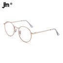 JM Runde Blaulichtfilter-Lesebrille für Herren und Damen, Federscharnier, Metallrahmen, Vintage-Lupenbrille, Alterssichtigkeit