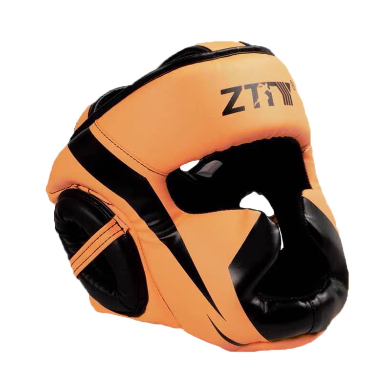 ZTTY Full-Covered Boxing Helmet Muay Thai PU Leather Training Sparring Boxing Headgear Gym Equipment Taekwondo Head Guard