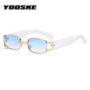 YOOSKE Brand Deisgn Vintage Square Sunglasses Men Women Metal Small Sun Glasses Retro Black Pink Trend 90s Eyewear UV400