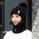 Frauen Wollstrickmütze Skimütze Sets für Frauen Winddicht Winter Outdoor Stricken Warm Dick Siamesischer Schal Kragen Warme Mütze Mädchen Geschenk