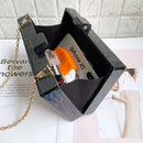 New Female Black Pearlescent Acrylic Evening Bags Vintage Women Messenger Bags Gold Sequins Clutches Patchwork Party Handbags