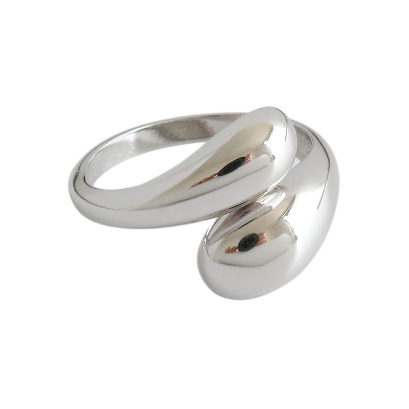 Xiyanike Silber Farbe Koreanische Trendy Glatte Ringe für Frauen Paar Vintage Gold Silber Geometrischer handgemachter Hochzeitsschmuck