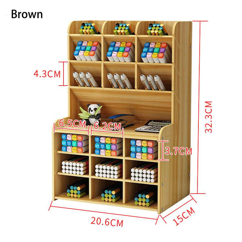 2021 Creative Multi-function Wooden Desktop Pen Holder Office School Stationery Storage Stand Case Desk Pen Pencil Organizer