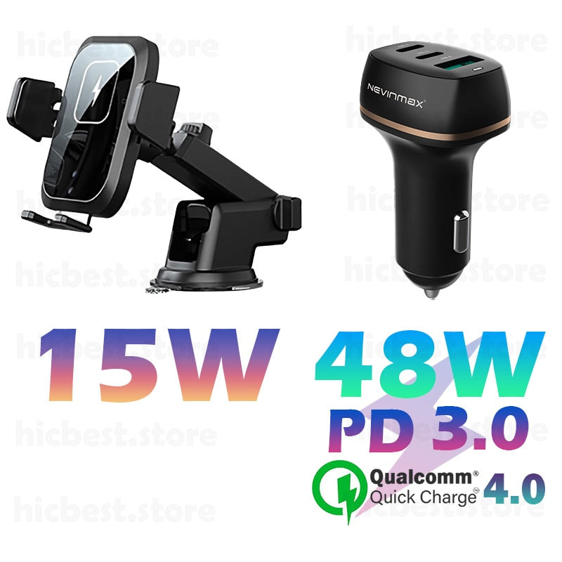 15W Wireless Car Charger Handyhalter für iPhone Wireless Charging Auto Induktionsladegerät Halterung für iPhone 12 SE 11 8 Samsung S20