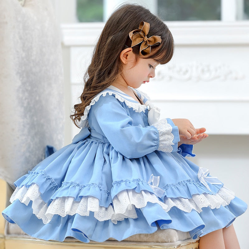 Baby Girls Spanish Dress Children Bowknot Lolita Ball Gowns Kids Birthday Pageant Party Dresses infant Vintage Princess Vestidos