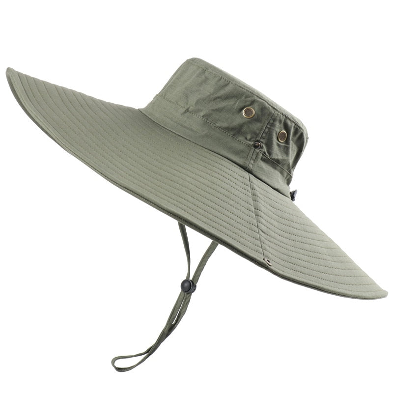 16cm Long Wide Brim Sun Hat Breathable Safari Hat Men Women Boonie Hat Summer UV Protection Cap Hiking Fishing Bucket Hat Beach