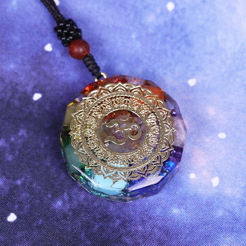 Natural Crystal Chakra Orgonite Energy Pendant Energizing Om Orgonite Necklace Bring Lucky Necklace Absorbs Negative Energy Gife