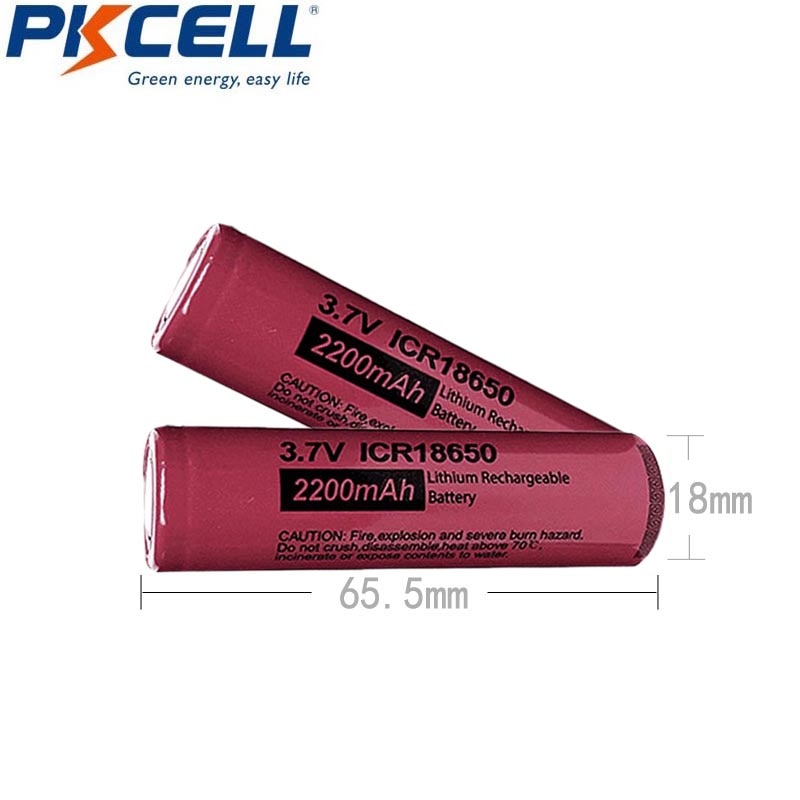 PKCELL Brand li-ion 18650 battery 3.7 v 2200 mAh ICR18650 Lithium Rechargeable Batteries For flashlight 18650 Battery DIY Pack