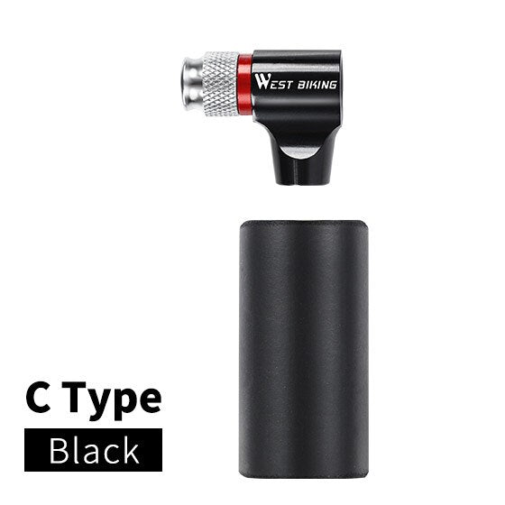 WEST BIKIING CO2 Pump Bike Mini Hand Pump MTB Road Bicycle Air Inflator Schrader Presta Valve Adapter Ball Cycling Accessories