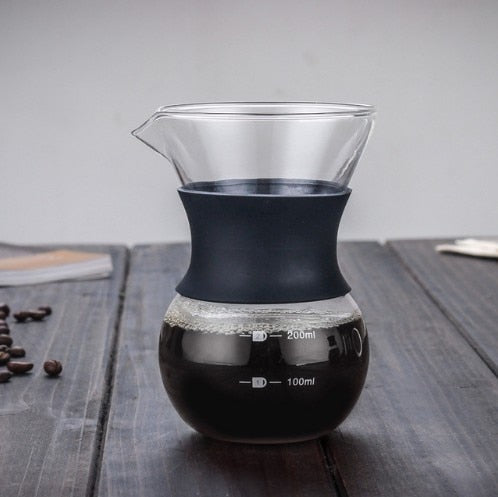 1 STÜCK 1000 ml Glas Kaffeekanne Dripper Moka Teekocher Kaffeemaschine Barista Werkzeuge Espresso Manueller Wasserkocher Teekanne mit Edelstahl