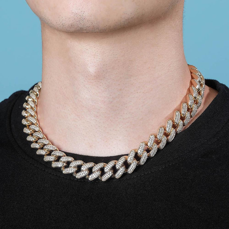 TOPGRILLZ 16mm Miami Cuban Chain Necklace 4 COLORS Copper Material Iced Out Cubic Zirconia Necklace Hip Hop Charm Jewelry Gift