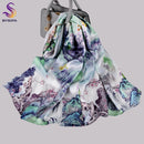 [BYSIFA] New Luxury Pure Silk Scarf Shawl Women Spring Autumn Long Scarves Ladies Brand 100% Silk Neck Scarf Foulard 175*52cm