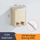 Bathroom Shelves Stainless Steel Gold Clothesline Nice Quality Single Line Hotel style Clothes Drying Line For Bathroom HJ-1256