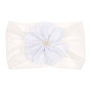 Nishine Soft Stretch Satin Rose Flower Baby Headband Newborn Knot Wide Nylon Headwraps Turban Girls Headwear Kids Photo Props