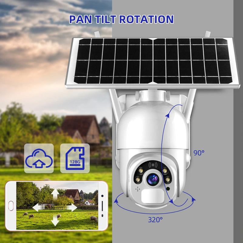 Cámara de seguridad solar WiFi 1080P HD Batería recargable para exteriores Cámara inalámbrica PTZ IP PIR Detección de movimiento Vigilancia CCTV