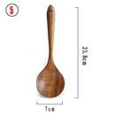 Vajilla de madera Natural de teca tailandesa, cuchara, cucharón, colador de arroz largo, espumadera para sopa, cucharas de cocina, juego de utensilios de cocina