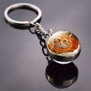 Animals Keychain Cat Dog Bear Peacock Rabbit Squirrel Phoenix Double Side Glass Ball Pendant Keyring
