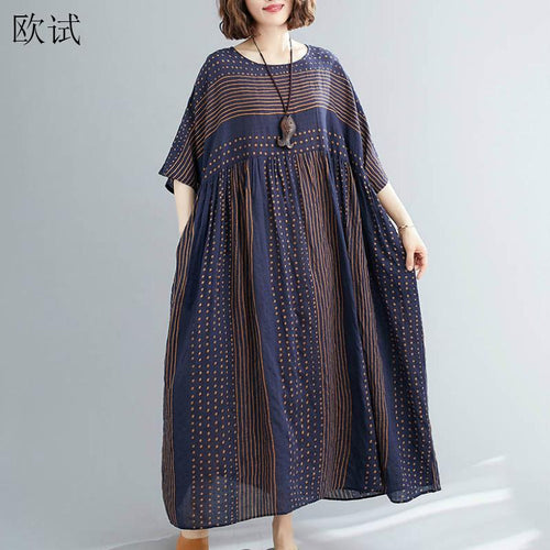 Oversized Polka Dot Striped Summer Dress 2022 Ladies Long Dresses for Women New Fashion Cotton Casual Vintage Dress Vestidos