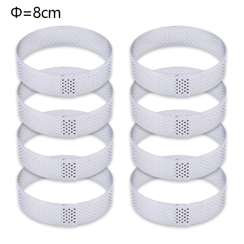 6 8 10 CM Stainless Steel Tart Mold Ring Tartlet Cake Mousse Molds Cookies Pastry Circle Cutter Pie Ring Perforated