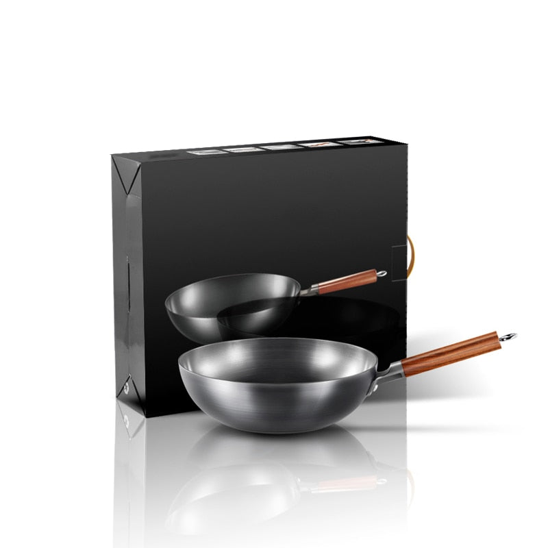 Chinese Traditional Handmade Iron Wok Non-stick Pan Non-coating Gas and Induction Cooker Cookware Kitchen pot  pans