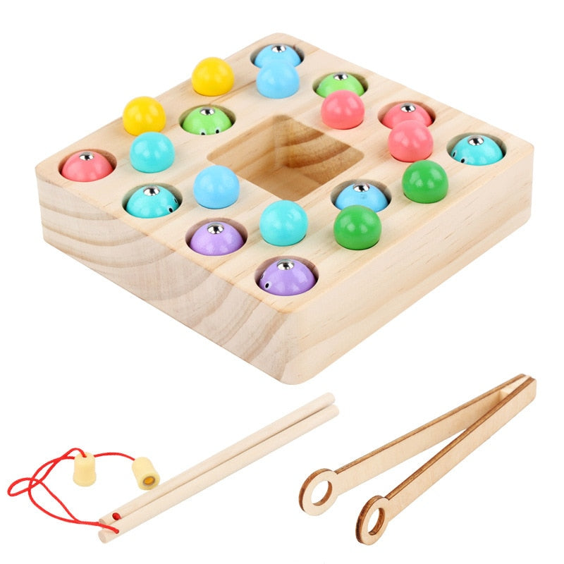 Montessori Wooden Toys Magnetic Fishing Games Board Children Early Educational Toy Shape Color Cognition Learning Gifts