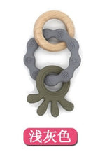 1PC Silicone Teether Baby Rudder Shape Wooden Teether Ring Kid Gift Food Grade Silicone Children&