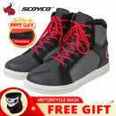SCOYCO Motorcycle Boots Men Casual Shoes Microfiber Leather Moto Motocross Riding Boots 4 Seasons Motorbike Shoes Riding Shoes