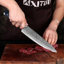 XITUO High Quality 8"inch Damascus Chef Knife AUS10 Stainless Steel Kitchen Knife Japanese Santoku Cleaver Meat Slicing Knife