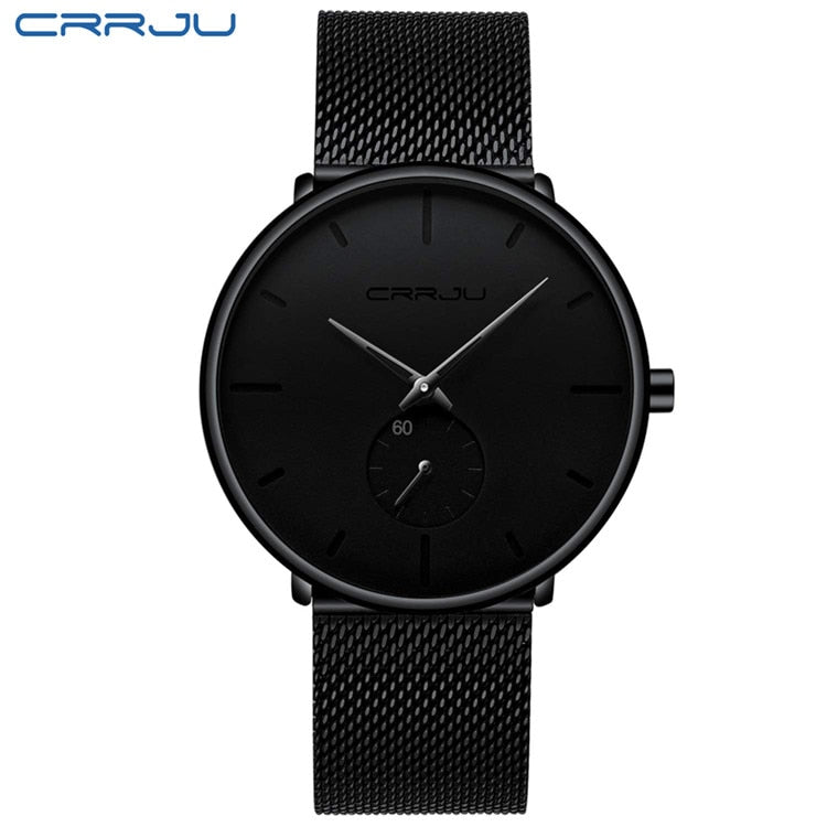 CRRJU Mens Watches Ultra-Thin Minimalist Waterproof - Fashion Wrist Watch for Men Unisex Dress with Stainless Steel Mesh Band