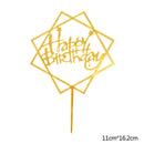 Happy Birthday Cake Topper Acrylic Gold Silver Cake Flag Cupcake Topper For Boy Girl Birthday Party Decorations Wedding Supplies