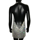 The Vesper | Rhinestone-Crystal Halter Mini Dress — Deep V Backless