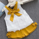 Humor Bear Baby Girl Clothes Fashion New Girls Clothing Sets Kids Clothes Toddler Girl Cute Bow T-shirt+ Pants Summer Set