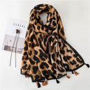 Luxury brand women leopard print cotton scarf shawls for winter foulard femme long soft warm wraps cachecol