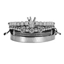 4 unids/set de cuentas de acero inoxidable de lujo Royal King Crown hombres pulsera CZ pulseras romanas y brazaletes Keep Color Rock Punk joyería