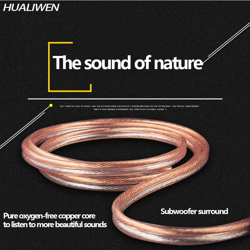 HUALIWEN DIY HIFI Audio Cable Oxygen Free Pure Copper Speaker Cable For Car Audio Home Theater Audio Wire Soft Touch Cable