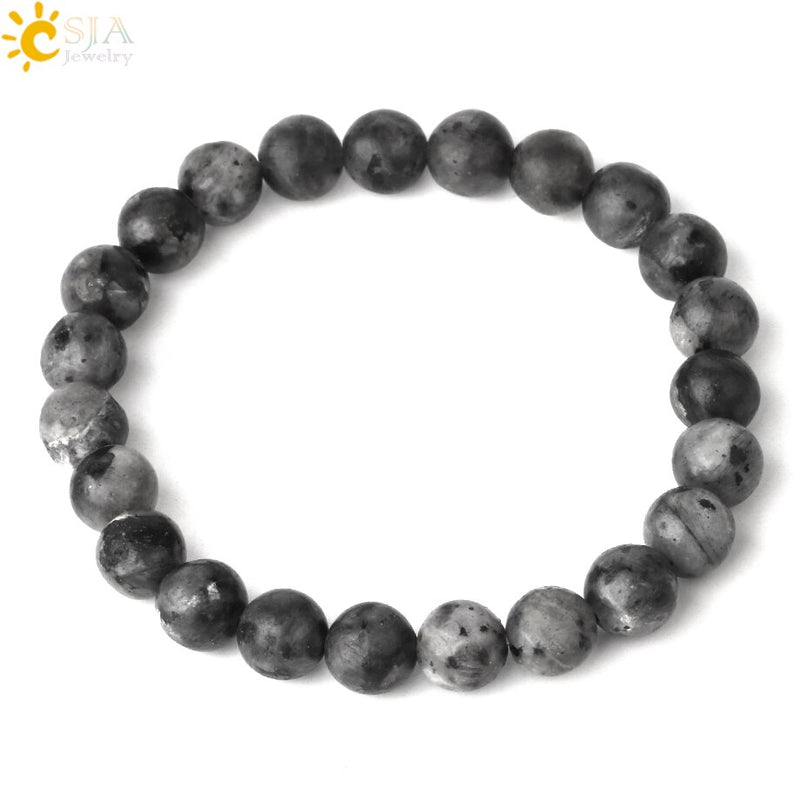 CSJA, pulseras de hilo de piedras naturales de 8mm, pulsera elástica curativa con cuentas redondas de un solo Color para mujer, joyería Simple de moda G432