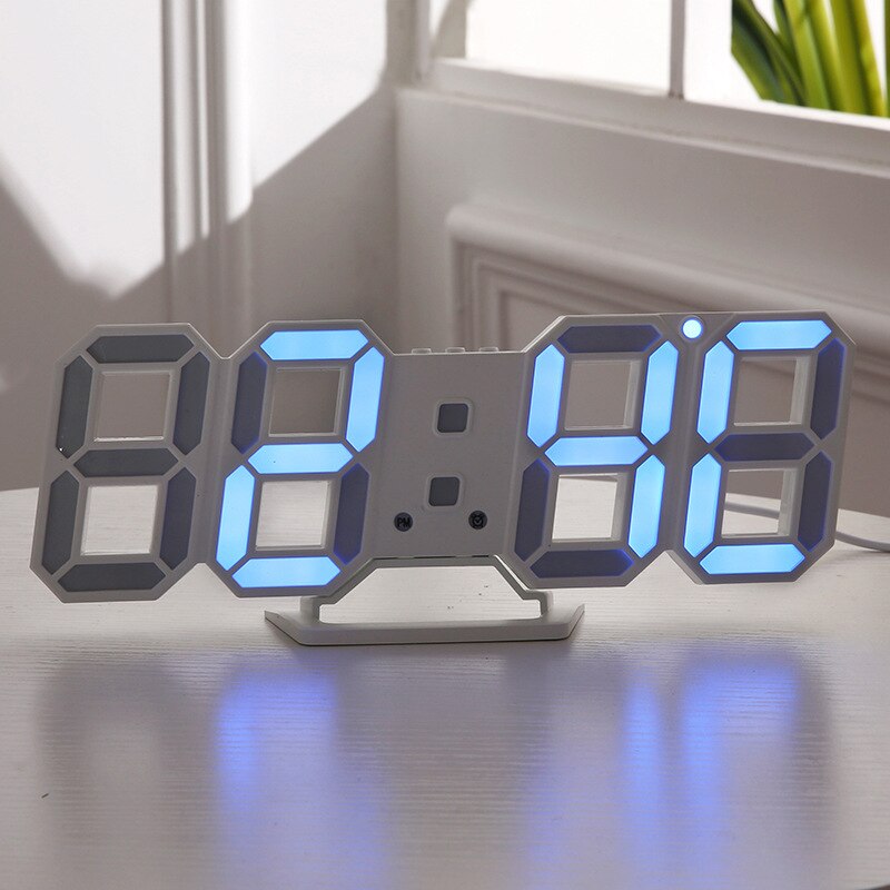 Digitale Wanduhr 3D-LED-Wecker Elektronische Tischuhren mit großer Temperaturanzeige 12/24 Stunden