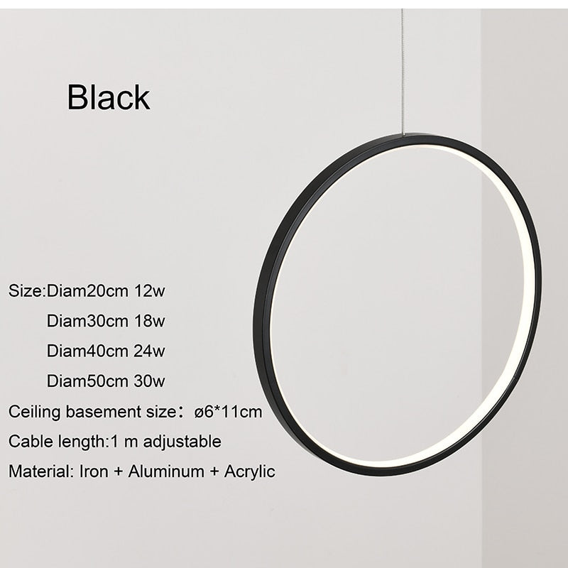 Minimalist  Modern LED Chandelier Lights round ring Circle Pendant Lamp Home For Living Room Lighting Indoor Fixture