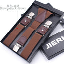 Genuine Leather Men's Suspenders  3/6 Clips Braces Suspensor Adjustable Belt Strap Bretelles Vintage Male Garter For Shirt