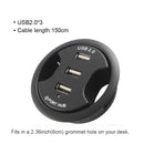 USB HUB USB3.0 Mount In Desk Multi USB 2.0 Ports With SD/TF Headphone/Mircophone Type C Port Usb Hub With Power Adapter 5V 2A